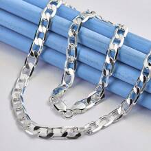 Stylish 925 Sterling Silver Plated Necklace For Men & Women 16-30inch Classic 8mm Chain Luxurious Jewelry Perfect For Weddings And Christmas Best For Christmas