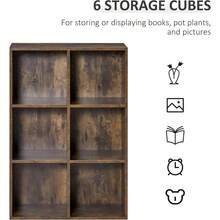 6-Cube Bookcase Storage Unit Shelves Storage Display For Trinkets Souvenirs Potted Plants For Study Room Living Room Home Office 65.5 X 30 X 97.5cm Rustic Brown - RusticBrown - View 4