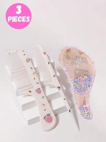 3pcs/2pcs Cartoon Hair Comb Set - Wet And Dry Combing And Styling Brush For All Hair Types, Durable ABS Plastic Handle, Perfect Gift Choice(Purple Unicorn Comb Pattern Random)