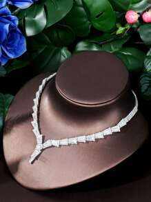 1 Set Elegant Cubic Zirconia Heart Shaped Jewelry Set, Suitable For Women To Wear On Dates