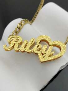 1pc Personalized Children Boys And Girls Simple DIY Name, Name Necklace, Double Plated Name Necklace, Custom 3D Name Plate Necklace, Gold Nameplate Necklace, Heart Hollow Necklace, Customized For Delicate Gift For Kids, Baby Shower, Back To School Winter Gift Ideas Boy Girl Valentine's DA, Multi-Functional, Ornamental, Letter, Engraved, Tidy, Colorful, Cute, Kawaii, Adorable, Casual, Custom, Personalized, Unique, Customized, Baby Gifts, Ideal Gifts For Him, Ideal Gifts For Her, Son, Daughter, For Children's Day