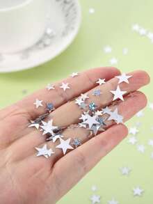 1 包 30 克银色星形五彩纸屑，金属星形闪光，适用于婚礼、生日派对装饰、手工制作和剪贴簿、桌面装饰