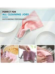5/10pcs Random Color Microfiber Cleaning Cloths, Absorbent Kitchen Towels, Multi-Purpose Reusable Dishcloths, Washable Non-Linting Cleaning Rags For Auto, Tea, Bowls, Furniture