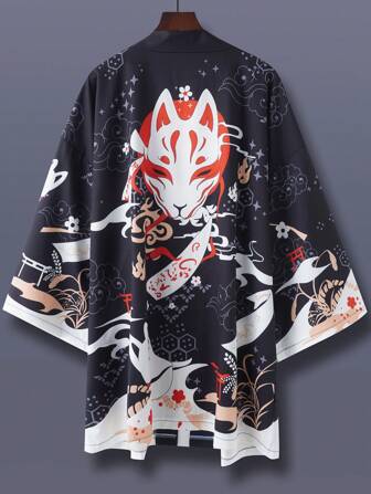 Loose Casual Beach Cover Up Shirt, Vacation Beach Shawl Kimono Cover Up, Street Fashion 3/4 Sleeve Shirt For Summer, Lightweight Thin Outerwear Unisex Couple Design