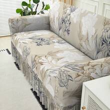 1pc Ruffled Printed Stretch Sofa Cover Slipcover, Fits 1, 2 Or 3 Seats, All Season Universal Sofa Protector Suits Bedroom & Living Room - Multicolor - View 7