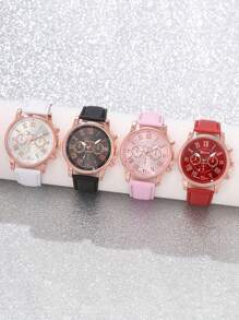 1/3/4/5 pièces Montres Élégantes pour Femmes en Quartz Romain - Cadran Rond à La Mode avec Bracelet, Idée de Cadeau Parfaite