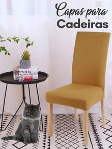 Set Of 8 Dining Chair Covers With Elastic Spandex Mesh For 8 Seats - Khaki