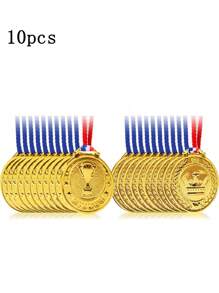 1/5/10/20/30 piezas Medallas de premio de plástico dorado a granel con patrón de corona para deportes, juegos, competiciones, de vuelta a la escuela, regalos de fiesta y decoraciones para el comienzo de la temporada escolar