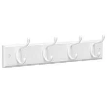 SONGMICS Perchero de Pared, 4 Ganchos Dobles de Metal, para Abrigos, Bolsos, Llaves, en la Entrada, Dormitorio, Salón, Premontado, Blanco Nube - Blanco - Ver 7