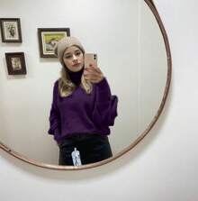 Women's Cold Weather Blouse Turtleneck Knitted Sweater - Purple - View 4