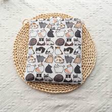 1pc Cute Cat Canvas Backpack, Washable, Canvas Material, With Front Tool Pouch, Ideal For Book Lovers, Multifunctional Tool Bag - Single Piece - View 10