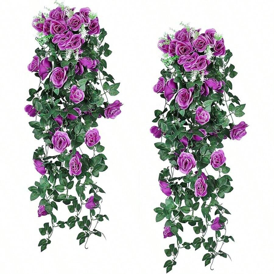 Nejlue Artificial Flowers/Plants1111 Home & Living 1/2 pièces Fleurs de rose artificielles Plante grimpante Fausse fleur pendante Feuillage artificiel Rotin faux pour décoration de maison, salle de classe, bureau, décoration d'automne, chambre, bureau, jardin, décoration de mariage de voiture, décoration d'arche de linteau, maison, salle à manger, chambre à coucher, porche avant couvert