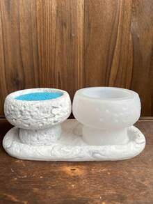 1 件熔岩水泥蜡烛杯硅胶模具 DIY 石膏托盘环氧树脂模具圆形碗容器混凝土模具 - 白色 - 查看 12