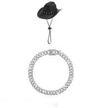 2pcs Western Cowboy Chain Collar Porch Goose Outfits For 23"/ 17'' Lawn Cement Goose Statue Clothes Cowboy Hat With Chain Collar