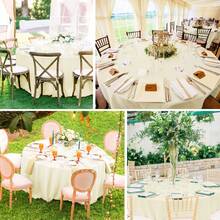6 Pack Beige Round Tablecloth 120 Inch Circle Polyester Table Cloth, Washable Fabric Stain And Wrinkle Resistant Table Cover Round Tableclothes For Wedding Parties Banquet Reception Dining - Beige - View 4