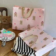 10pcs High-End Cartoon Cute Little Bear Clothing Store Non-Woven Bag Packaging With Shopping Gift Tote Bag Summer Cooling,Beach,Travel