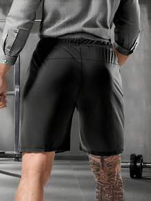 Pantalones cortos de verano para hombres, de poliamida, con alta elasticidad, cordón, cremallera y bolsillo con estampado reflectante - Estilo casual, unicolor, corte regular