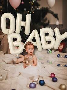40 Inch Beige One Balloons For 1st Birthday, Cream White Sand One Balloon Letters With Ribbon, Neutral Ivory Alphabet One Balloon For Boys Girls First Birthday 1 Year Old Baby Shower Party Decorations - Beige - View 7