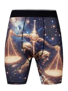 Men's Libra Zodiac Constellation Print Casual Boxer Brief - Navy Blue - View 1