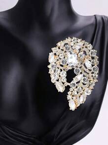 Broche de flor de cristal grande y elegante para mujer, adecuado para usar con vestido, traje, sombrero, zapatos, pañuelo con flor