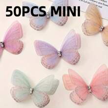 20/ 50pcs Mini Fabric Craft Butterflies - 3D Simulation Pastel Butterfly Decorations For DIY Crafts, Headdresses, Photography Props And Home Decoration - Gentle, Reusable And Versatile