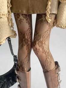 A Sexy Lace Mesh Pantyhose Women's Jacquard High Stretch European And American Style Leggings - Multicolor - View 11