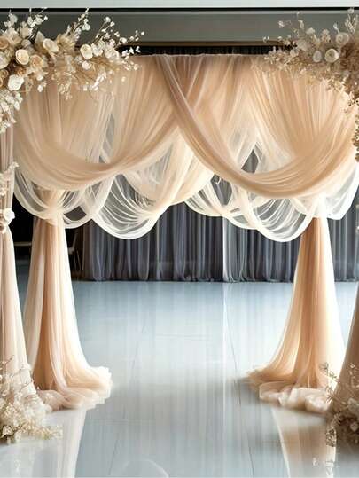 1/2 piezas Tela de drapear blanca grande para arco de boda, tul transparente para ceremonias románticas, recepciones, decoración de fiestas, fondos de escenario, decoración contemporánea de poliéster, telón de fondo transparente para decoraciones de fiesta de cumpleaños, cabina fotográfica de bodas, regalos de verano, regreso a la escuela, suministros escolares, decoración de habitaciones