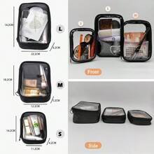 1pc Cosmetic Storage Travel Toiletry Bag, Nylon Mesh Transparent Large Capacity Classic Organizer With Multi-Functions, Suitable For Home, Travel Or Outdoor Use, Holiday Gift For Women And Girls Makeup Travel Toiletry Organizer Clear Essentials Gifts Storage Zipper Accessories Nail
