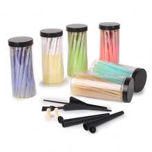50 Pack King Size Organic Pre-Rolled Cones With Tips - Complete Rolling Cone Set With 2 Packing Tubes, 2 Wooden Tips Filter, Stick, Brush Cleaner, Cones Funnel Loader - 110mm Natural Slow Burning Rolling Papers Cones-PURPLE - 紫色 - 查看 6
