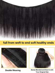 Uveous 30 40 Inch 12A Human Hair Bundles Bone Straight 100% Unprocessed Virgin Human Hair Extensions Brazilian Virgin Human Hair 3 4 Bundles Raw Hair Extensions Natural Color Remy - Natural Black - View 6