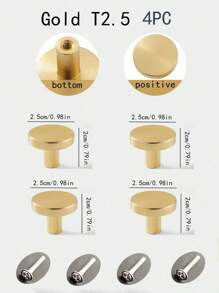 4pcs/1pc Aluminum Alloy Round Single Hole Pull Handle Screws, Free Golden Cabinet Drawer Wardrobe Door Knobs, Simple Black Furniture Hardware Pulls