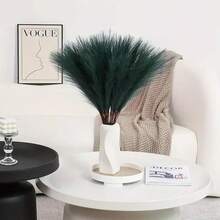 8/16/24/40pcs Set Of Elegant High-End Artificial Lifelike Dark Green Pampas Grass 55cm, Fluffy Fake Flowers, Bohemian Style For Vase Filler, Modern Home Decor, Wedding Decor, Suitable For Halloween, Christmas, Easter, Valentine's Day, Mother's Day, Graduation,Fall Decor,Autumn - Dark Green - View 6
