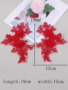 Neue farbenfrohe 3D Spitzen Stickerei Blumen DIY Patches, für Kleidung, Hochzeitskleider, Kinderbekleidung Accessoires, Länge: 19cm/Breite: 15cm - mehrfarbig - Übersicht 14