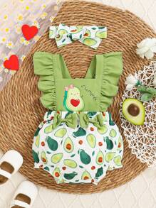 Pelele de volantes con estampado de aguacate para bebé niña