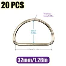 20 pièces/paquet Boucle de connexion en métal D Ring pour ceinture, sangle de sac à main, accessoire de sac, chaussure, DIY, couture. Tailles : 10/12/15/20/25/32/38 mm