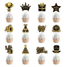12pcs Happy 18th 30th 40th Birthday Cupcake Plugin, Party Baking Desserts And Cake Accessories
