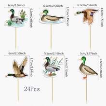 12/24 PEÇAS Toppers de Cupcake de Caça a Patos, Decoração de Festa de Aniversário de Pato, Decorações de Chá de Bebê com Tema Pato, Suprimentos para Festa, Decorações de Bolo com Tema de Pato para Festa de Aniversário, Suprimentos de Festa de Aniversário