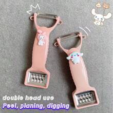 Sanrio 1 pezzo di sbucciatore di cartoni animati Sanrio Hello Kitty, grattuggia multifunzionale a doppia testa, sbucciatore per frutta e verdura per uso domestico, grattugia per melone