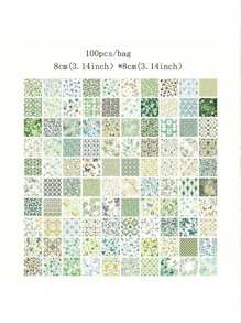 1 Book/100pcs Classic Floral Pattern Paper, 6 Styles, 100 Unique Patterns Options, Suitable For Scrapbook, Journal, Decoration, Memo, Origami, Stationery, Back To School Supplies, A Perfect Small Gift For Back To School