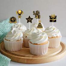 12pcs Happy 18th 30th 40th Birthday Cupcake Plugin, Party Baking Desserts And Cake Accessories