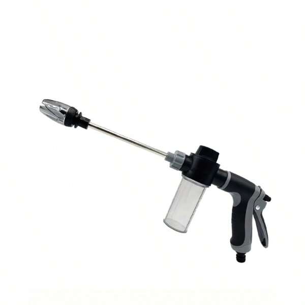 1pc High Pressure Car Wash Foam Gun With Long Handle - Adjustable Nozzle For Cleaning, Watering And Tire Inflation - Includes Foam Cannon And Spray Bottle - Multifunctional Cleaning Tool For Car, Truck | Ergonomic Handle | Transparent Bottle