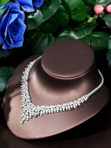 1 set Élégant bijoux avec décoration de goutte d'eau en CZ, convient comme cadeau d'anniversaire pour les femmes