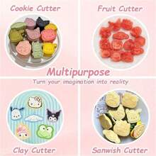 Sanrio (Authorized) Sanrio 2/4/8/Piece/Set Mini Cookie Cutting Machine Cartoon Embossing Mold, Hello PP Kitty Plastic Mold, Used For Baking Cupcakes, Pancakes, Apple Pies, Gingerbread, Gummies Decoration, Suitable For Various Birthdays And Parties, Essential Watermelon Mold For Summer