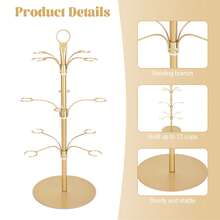 Cocktail Tree Stand – 3-Tier Champagne Tower & Wine Glass Holder (12 Glasses) In Rose Gold - Vàng - Xem 3
