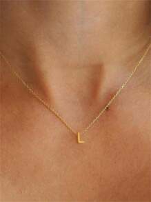 1pc American-European Style Stainless Steel Collarbone Chain Personalized Initial Name Letter Pendants Necklace For Women