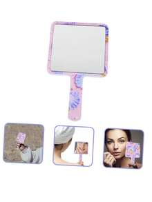 1pc Beauty Salon Makeup Mirror, Portable Desktop Vanity Mirror With Handle For Touch Up - Multicolor - View 5