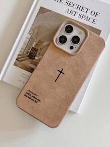 Retro Velvet Texture Cross Bible Verse Phone Case, Minimalist Religious Style Cross Christian Cool Phone Case, Christian Gift For Girlfriend/Boyfriend, Compatible With IPhone 17 Pro Max, 16, 16 Pro Max, 16 Pro, 16 Plus