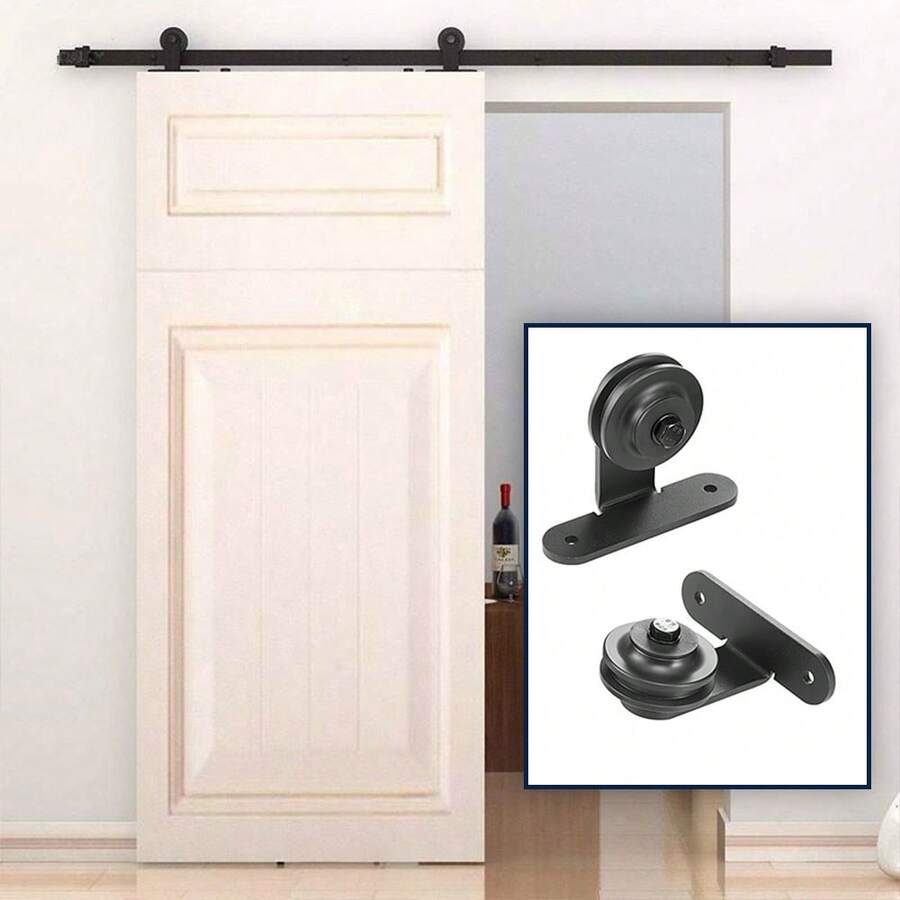 Complete Sliding Door Kit For Sliding Door System With 200 Cm Sliding Door Rail - Black 5 - View 1