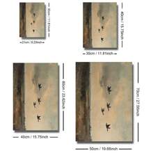 1pc Frameless Flying Ducks Vintage Wall Art Poster Canvas Print Minimalist Abstract Countryside Landscape Rustic Painting For Dorm,Apartment,Living Room,Bedroom,Modern Home Decoration