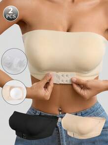 2PCS Sexy Strapless Bras Seamless Invisible Bra Push Up Lingerie Set Two Pieces Set Front Closure Tube Tops Wireless Wedding Bra Breathable Lingerie Underwear
